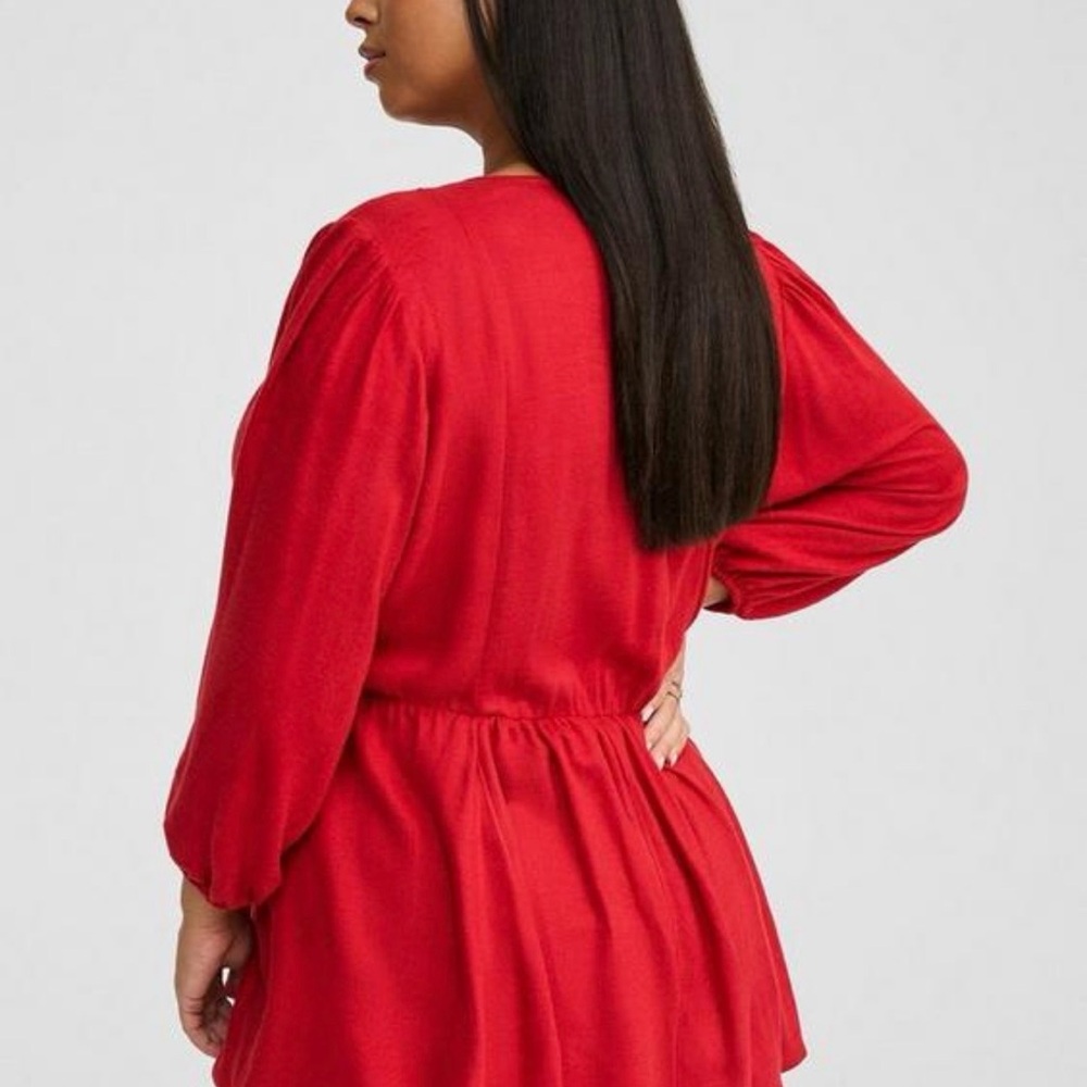 Torrid Red Button-Front Blouse - Picture 3 of 6
